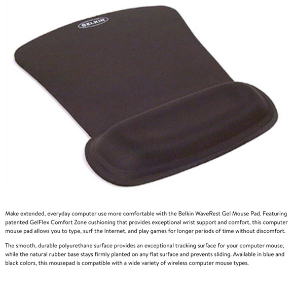BELKIN WaveRest Gel Mouse Pad with Wrist Support - Picture 2 of 2